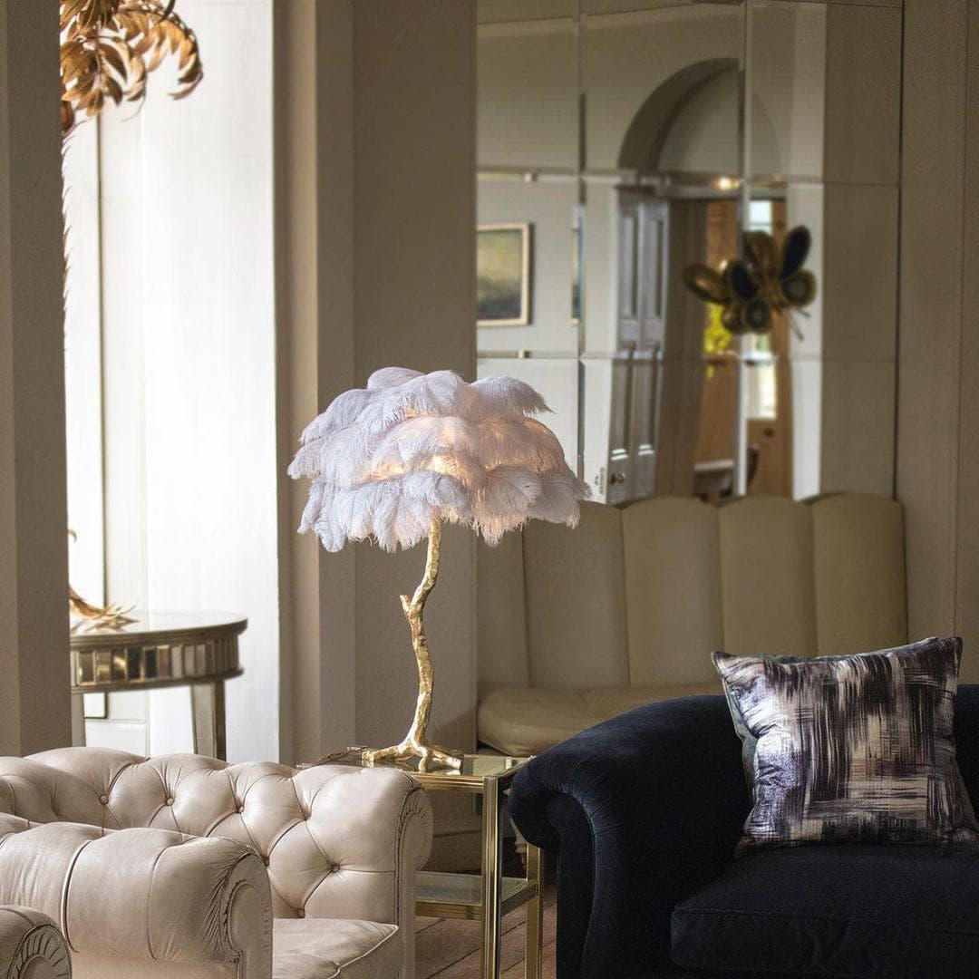 Ostrich Feather Table Lamp — Glamorous Statement Piece - LumoTrot