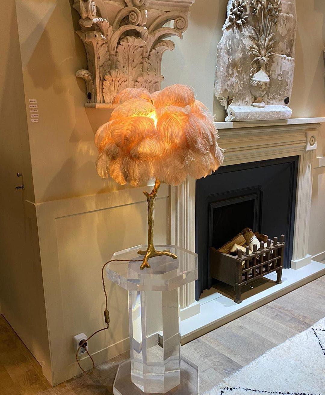 Brass Feather Table Lamp — Glamorous Statement Piece