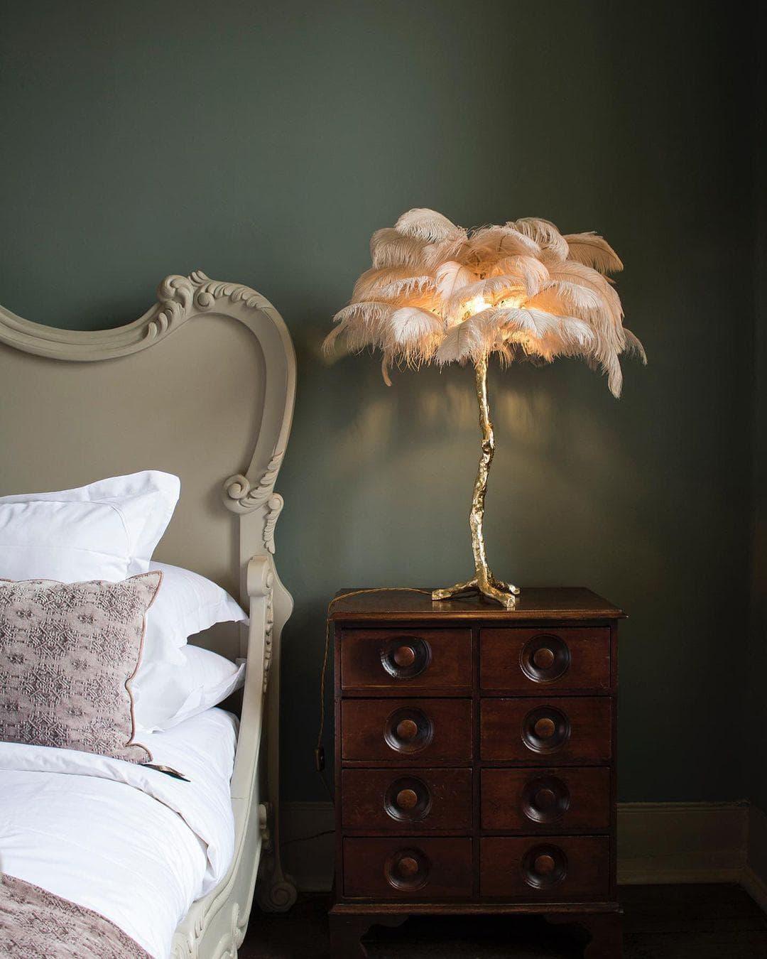 Brass Feather Table Lamp — Glamorous Statement Piece