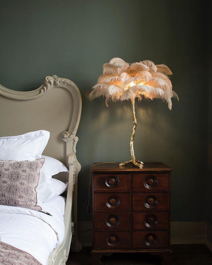 Brass Feather Table Lamp — Glamorous Statement Piece