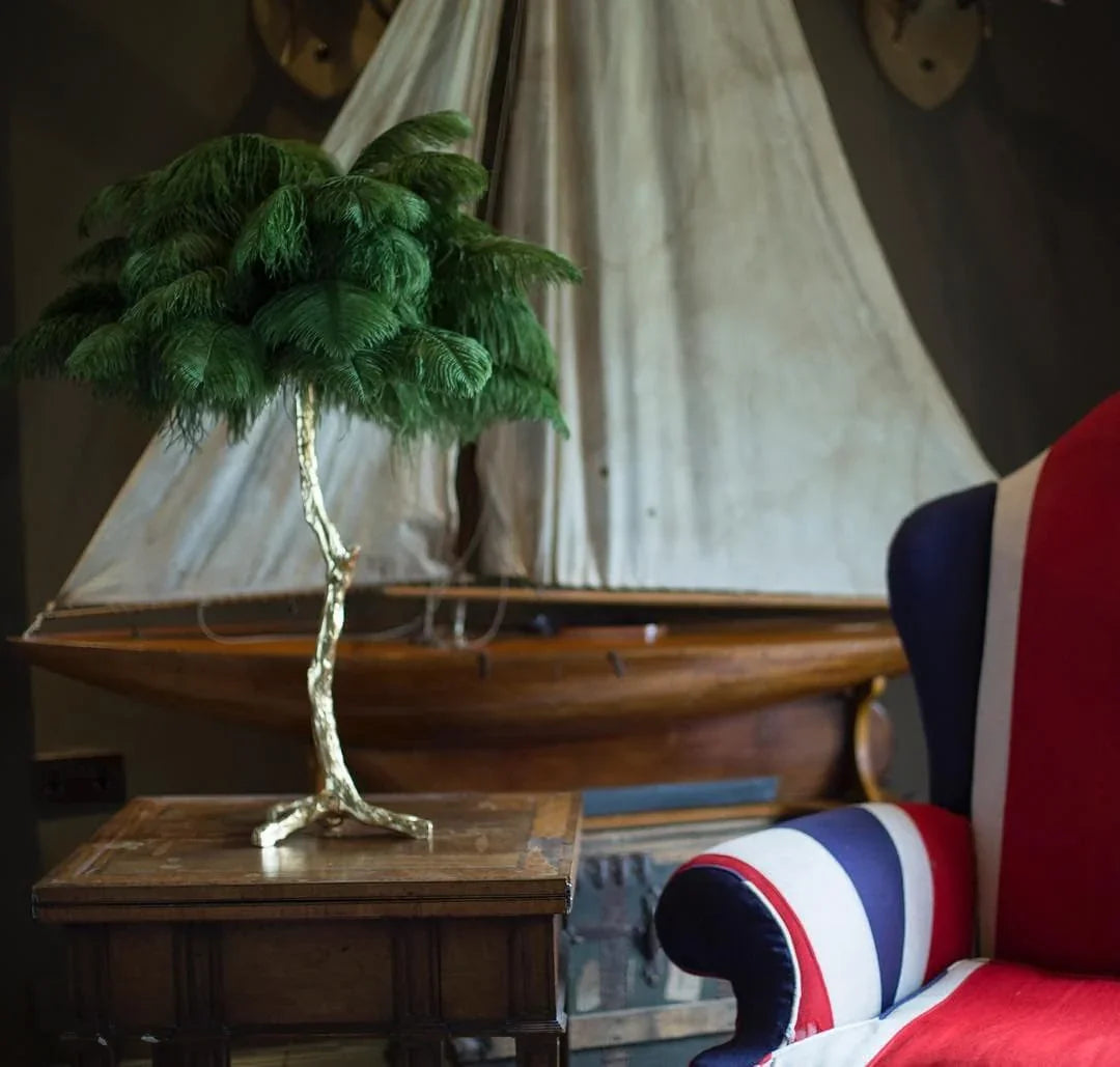 Brass Feather Table Lamp — Glamorous Statement Piece