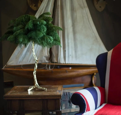 Brass Feather Table Lamp — Glamorous Statement Piece