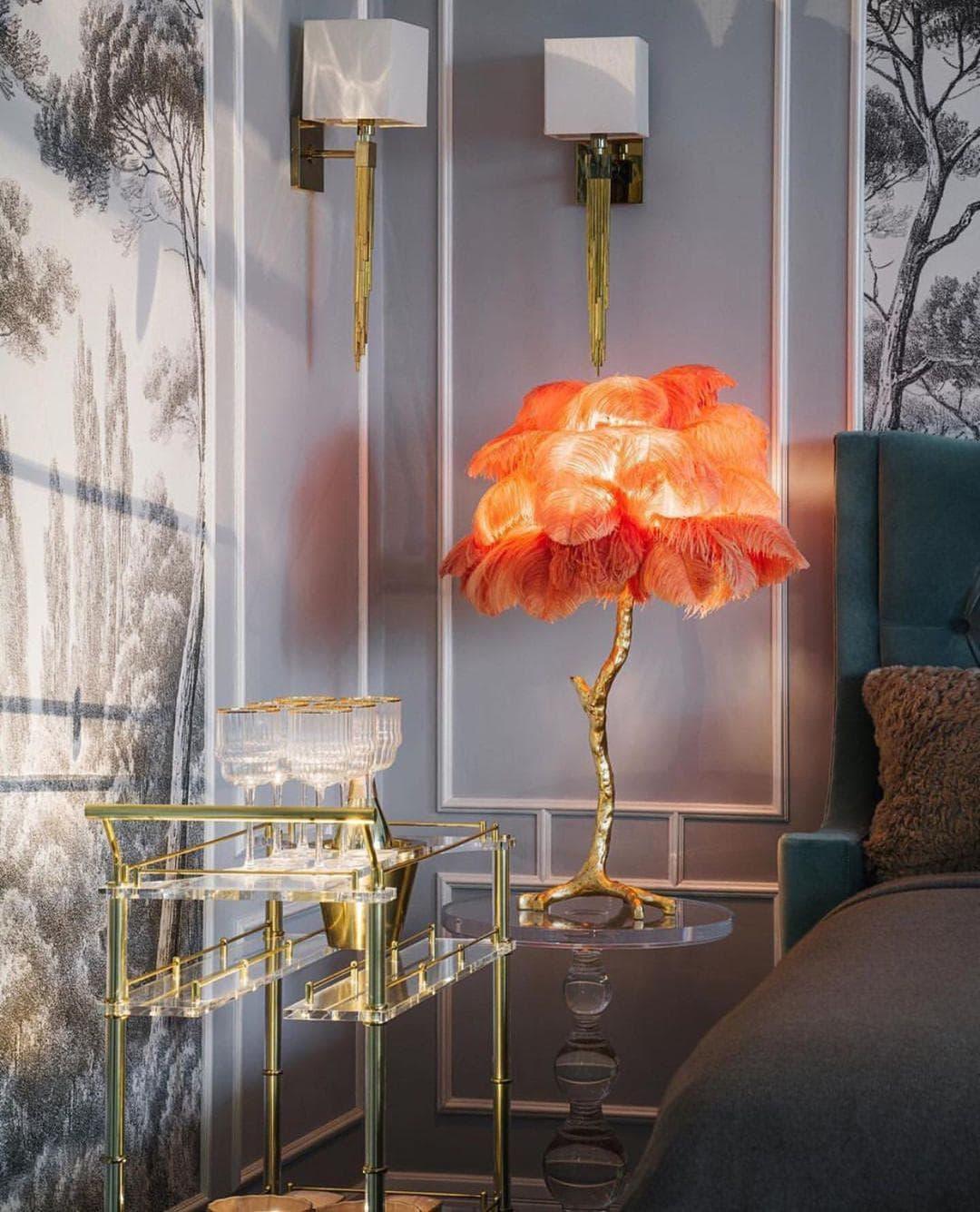 Ostrich Feather Table Lamp — Glamorous Statement Piece - LumoTrot