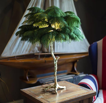 Brass Feather Table Lamp — Glamorous Statement Piece