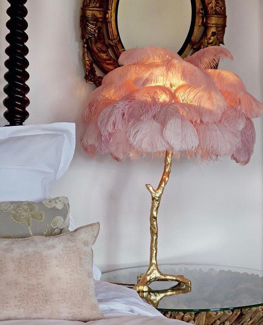 Brass Feather Table Lamp — Glamorous Statement Piece