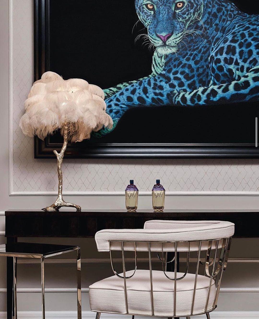 Brass Feather Table Lamp — Glamorous Statement Piece