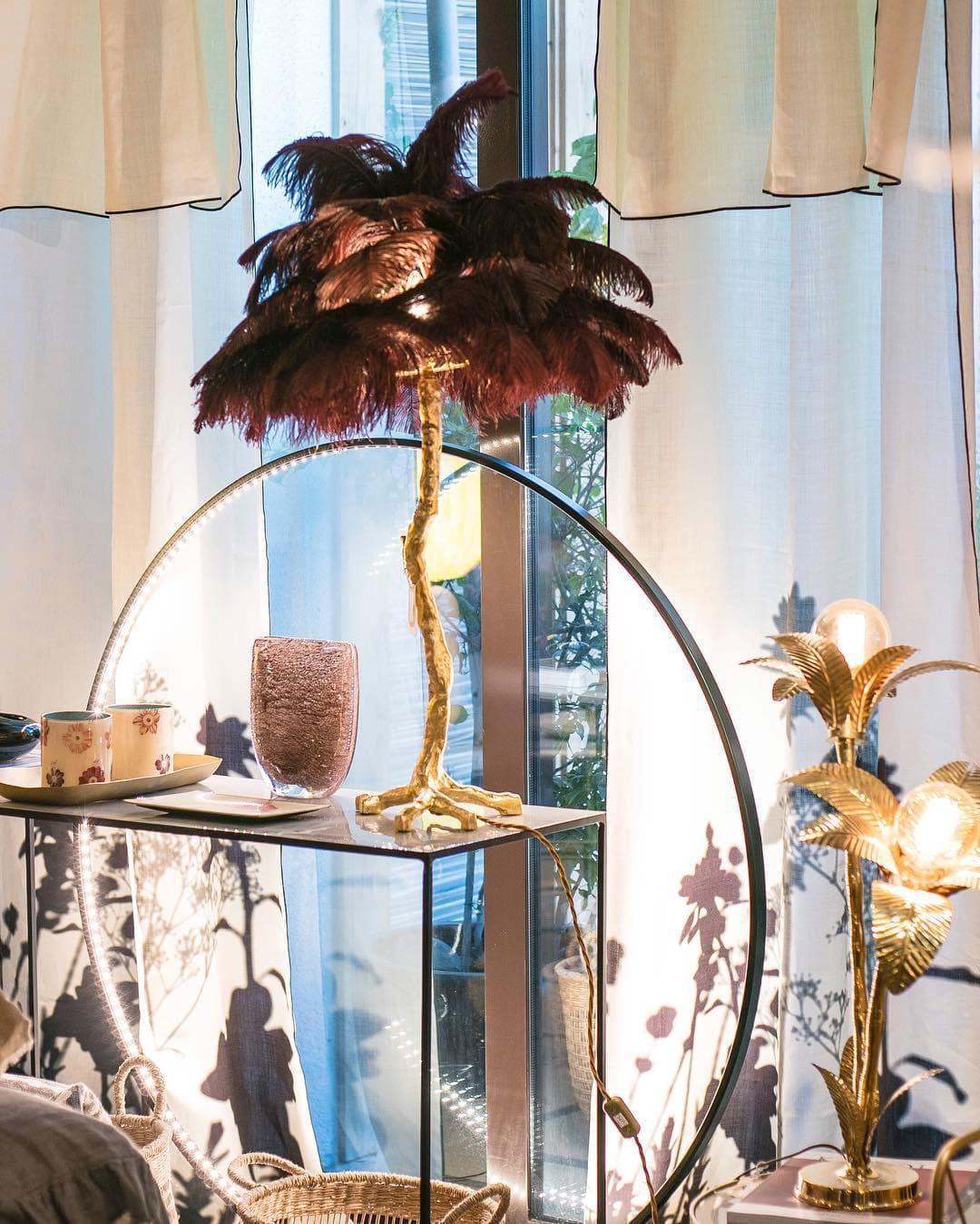 Brass Feather Table Lamp — Glamorous Statement Piece