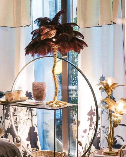 Brass Feather Table Lamp — Glamorous Statement Piece
