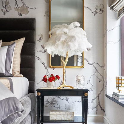 Glamorous table lamp creating a warm ambiance in a designer living room