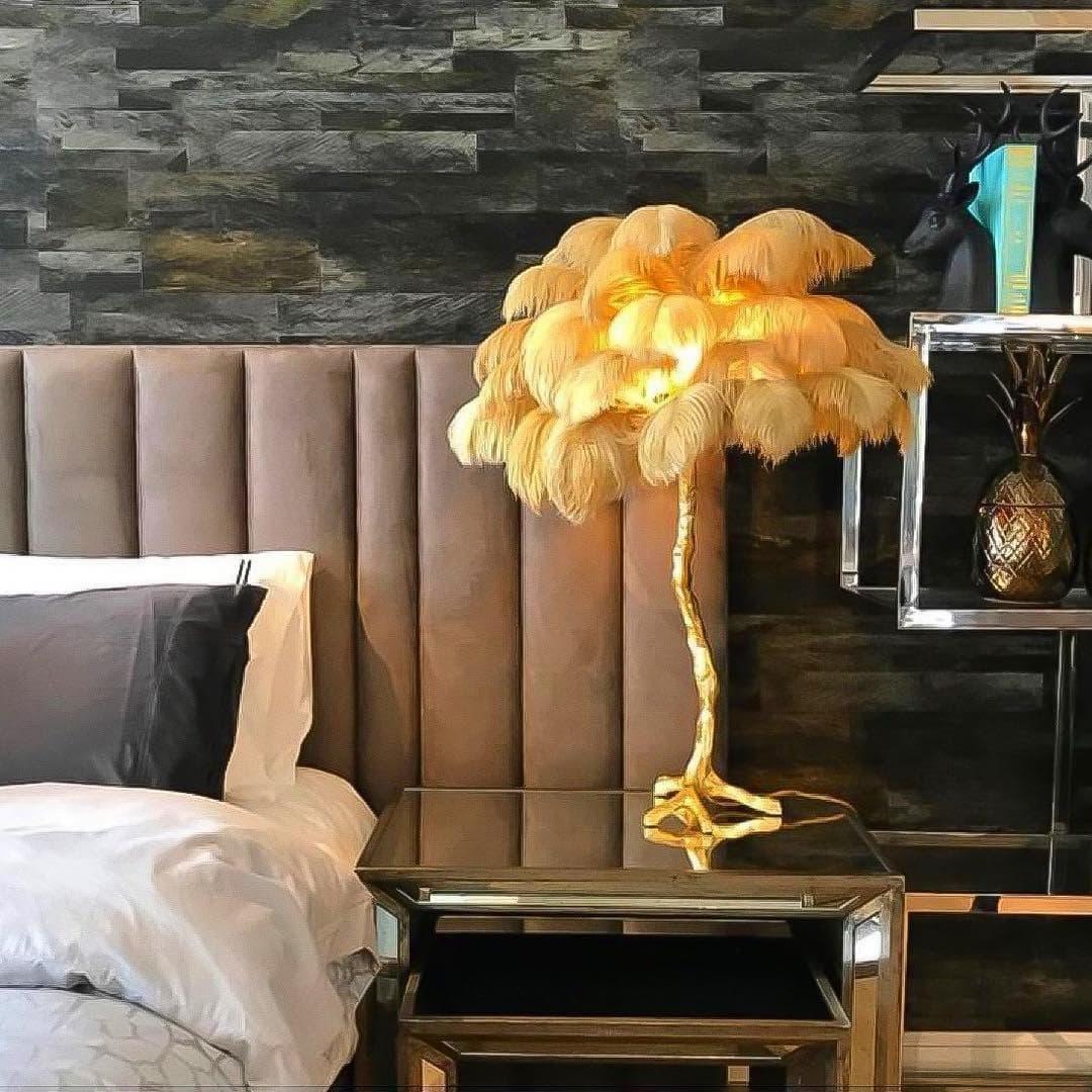 Ostrich Feather Table Lamp — Glamorous Statement Piece - LumoTrot