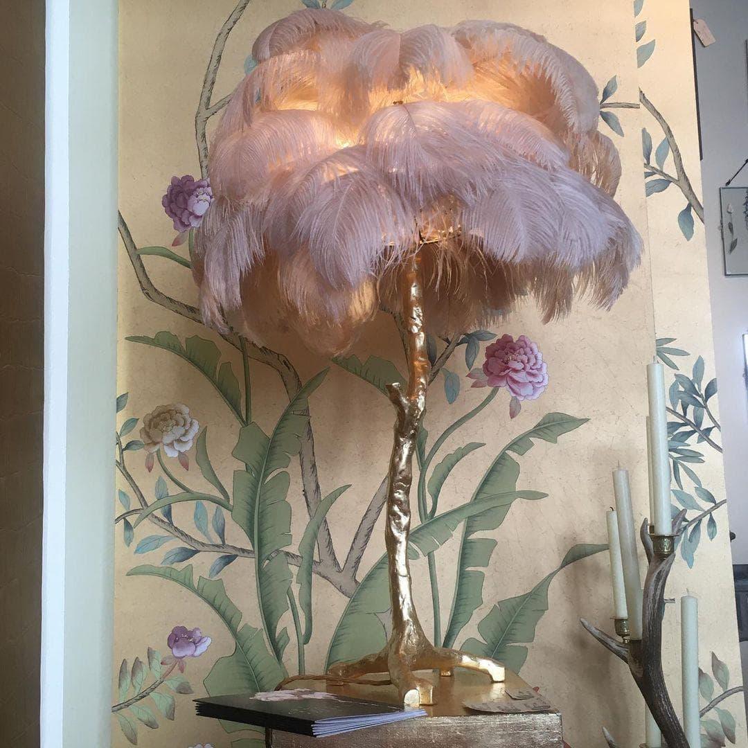 Brass Feather Table Lamp — Glamorous Statement Piece