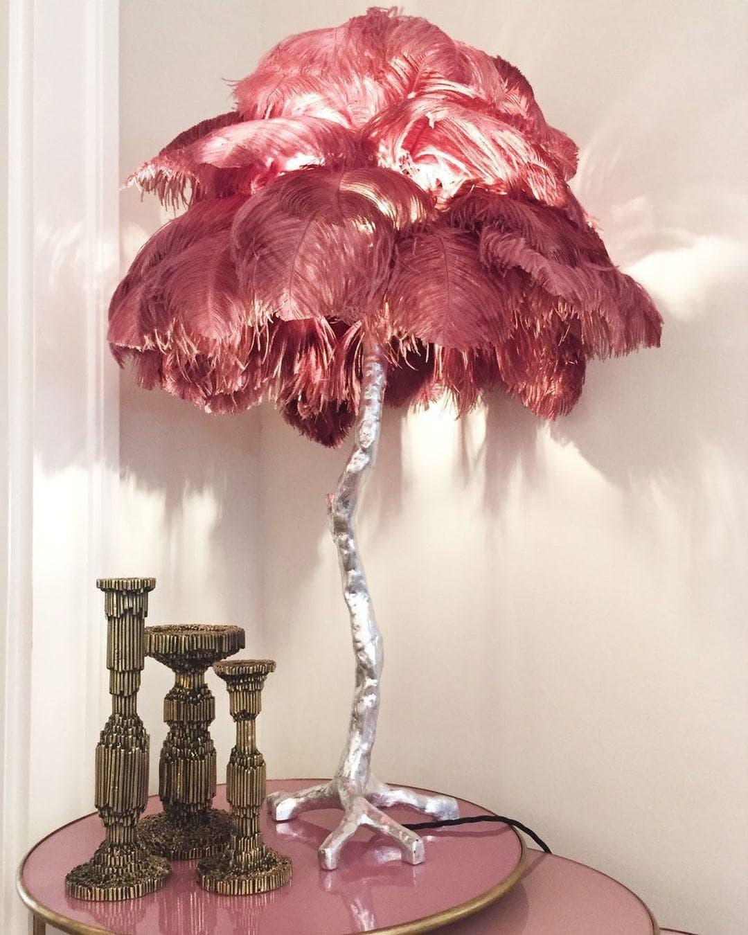 Brass Feather Table Lamp — Glamorous Statement Piece