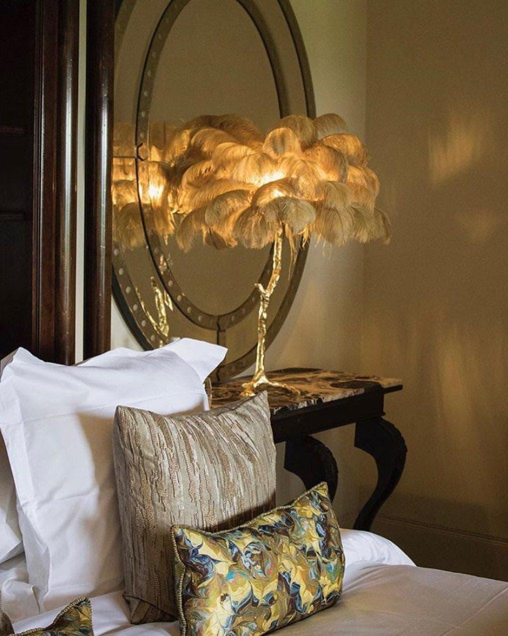 Ostrich Feather Table Lamp — Glamorous Statement Piece - LumoTrot
