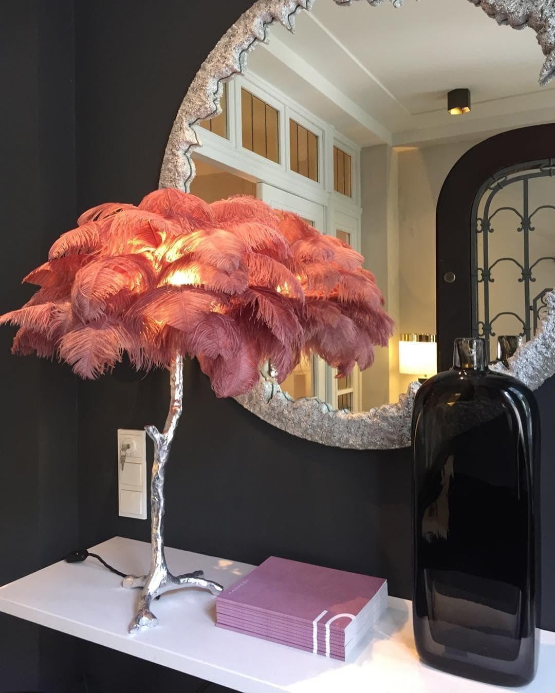 Brass Feather Table Lamp — Glamorous Statement Piece