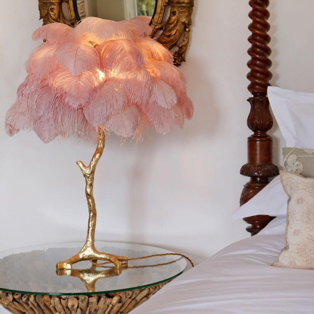 Ostrich Feather Table Lamp — Glamorous Statement Piece - LumoTrot