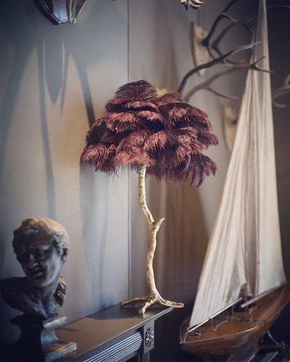 Brass Feather Table Lamp — Glamorous Statement Piece