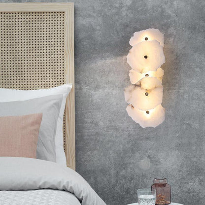 Ethereal glow from alabaster sconce in a modern living room
