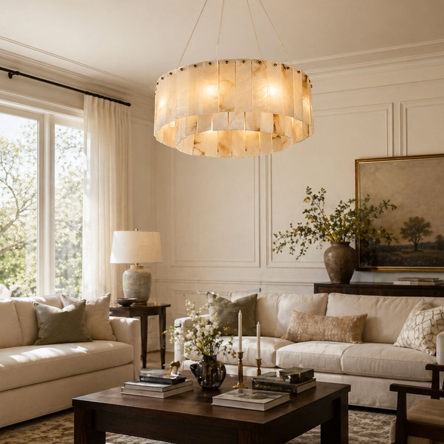 Alabaster Chandelier — Organic Warm Ambiance - LumoTrot