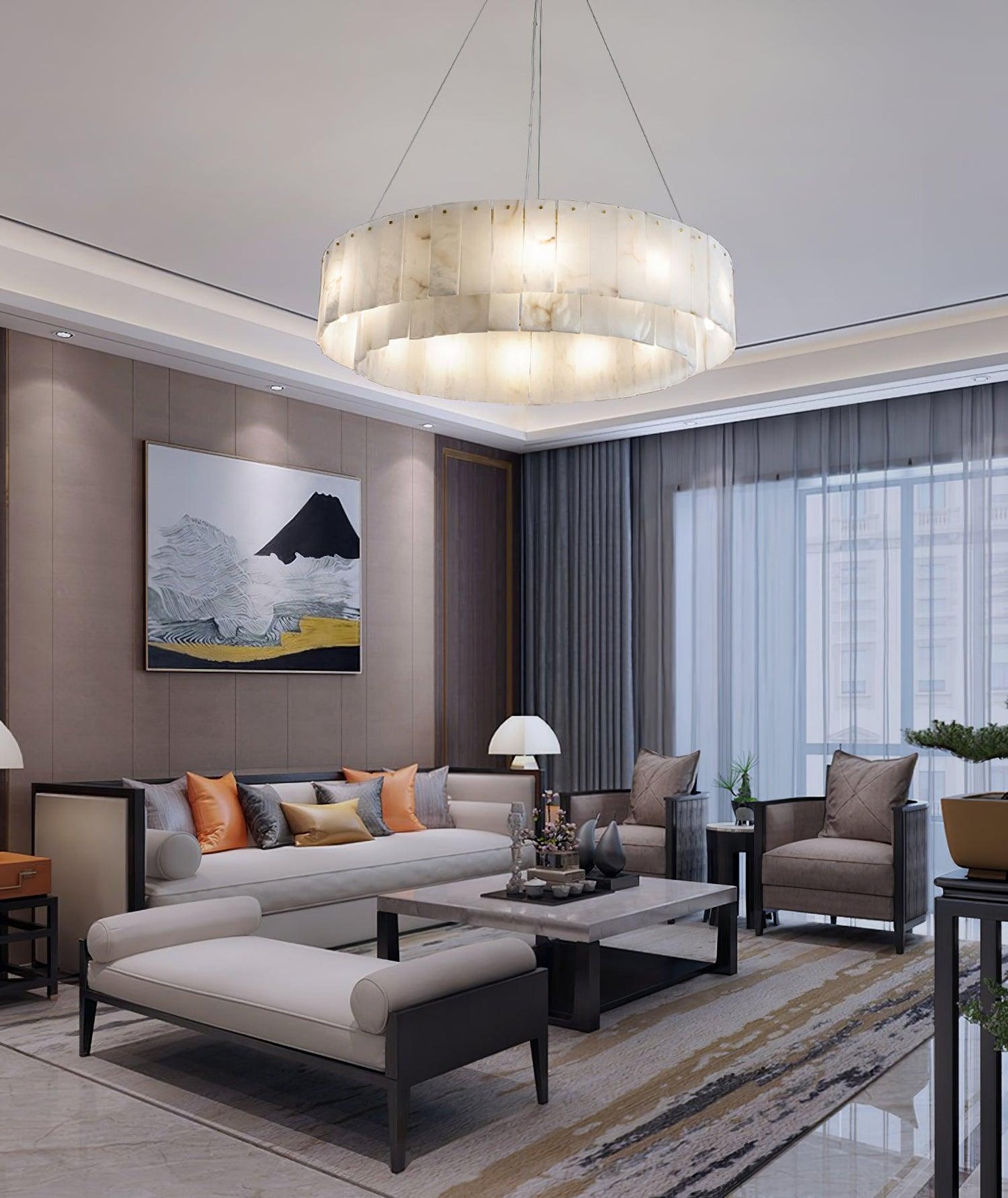 Alabaster Chandelier — Organic Warm Ambiance - LumoTrot