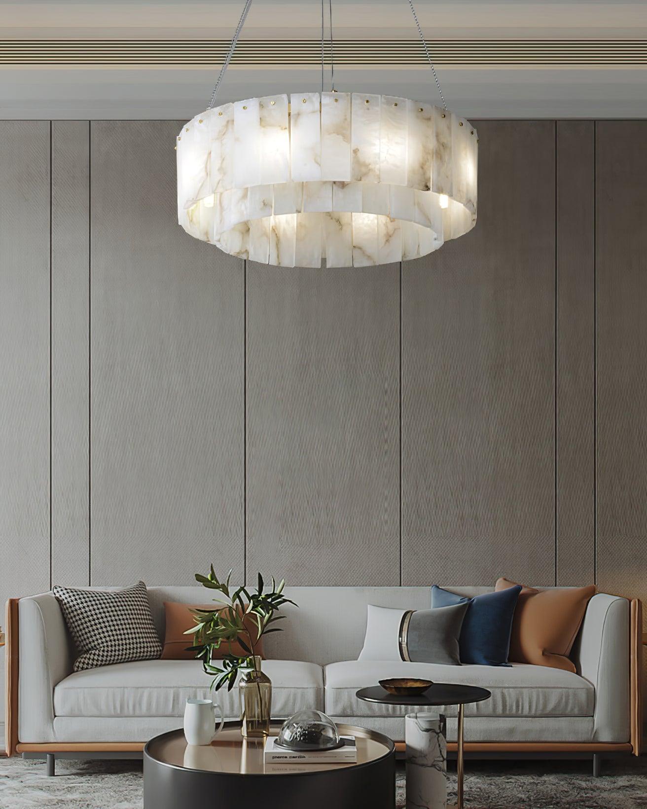 Alabaster Chandelier — Organic Warm Ambiance - LumoTrot