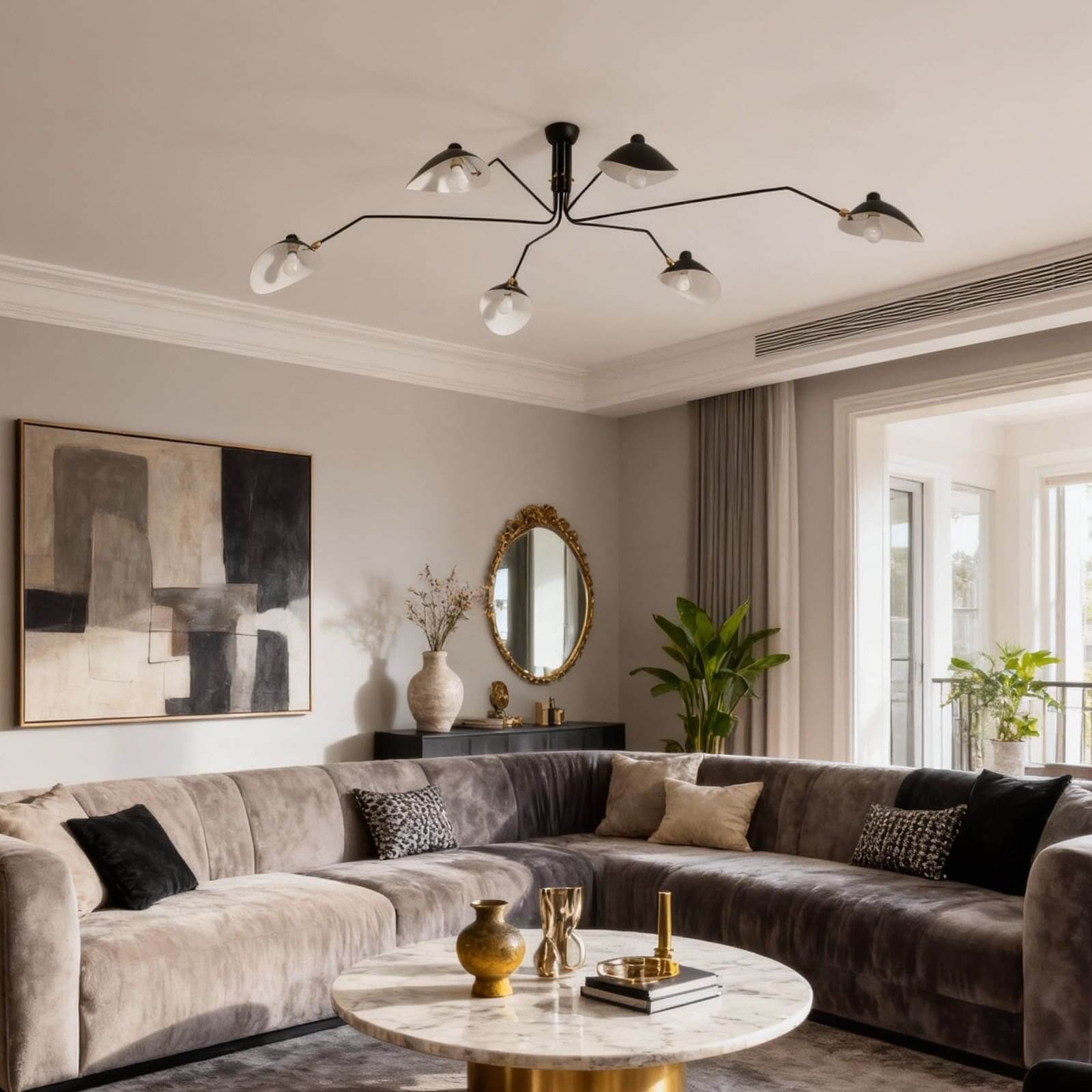 Black Metal Ceiling Light — Sculptural Mid-Century Design - LumoTrot