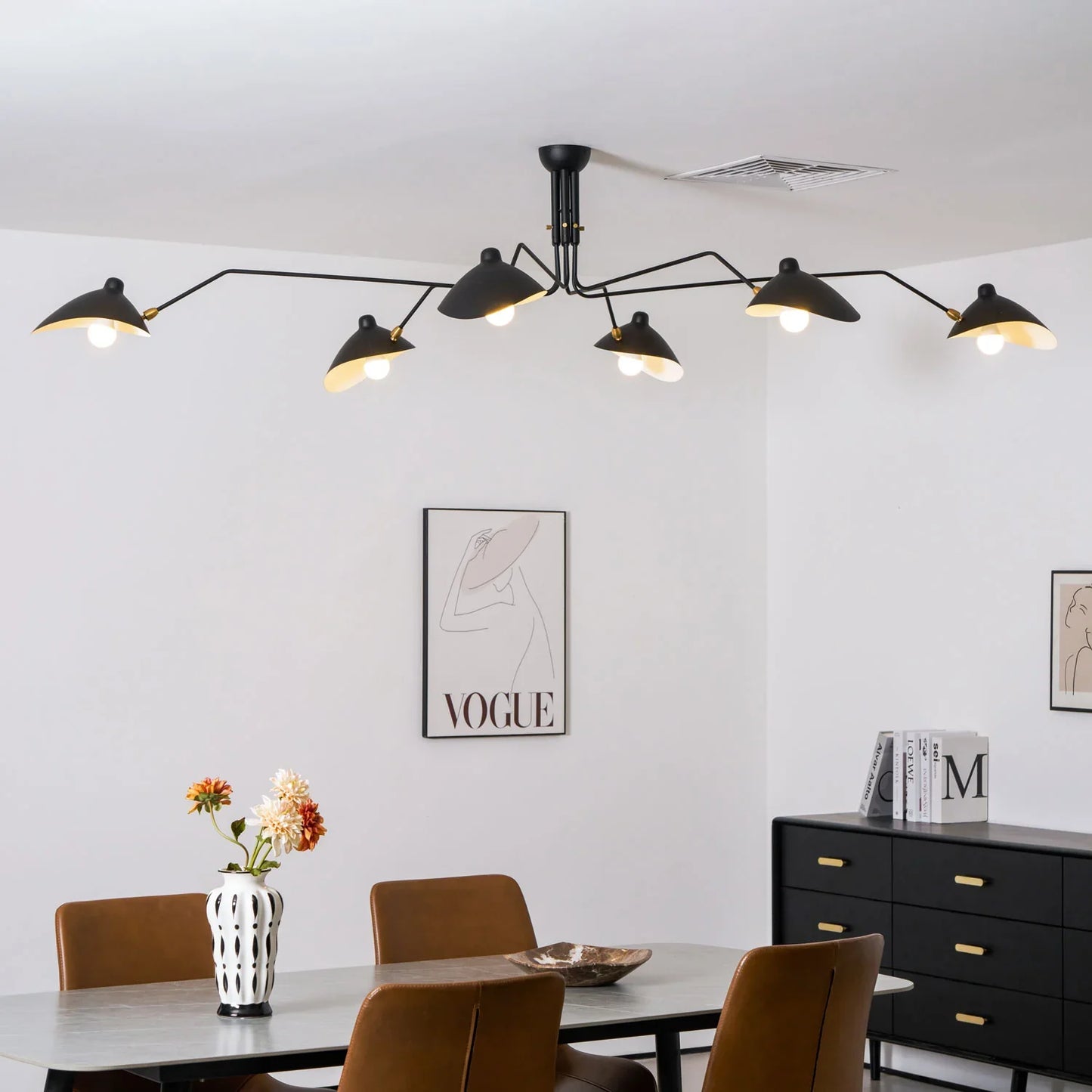 Black Metal Ceiling Light — Sculptural Mid-Century Ambiance