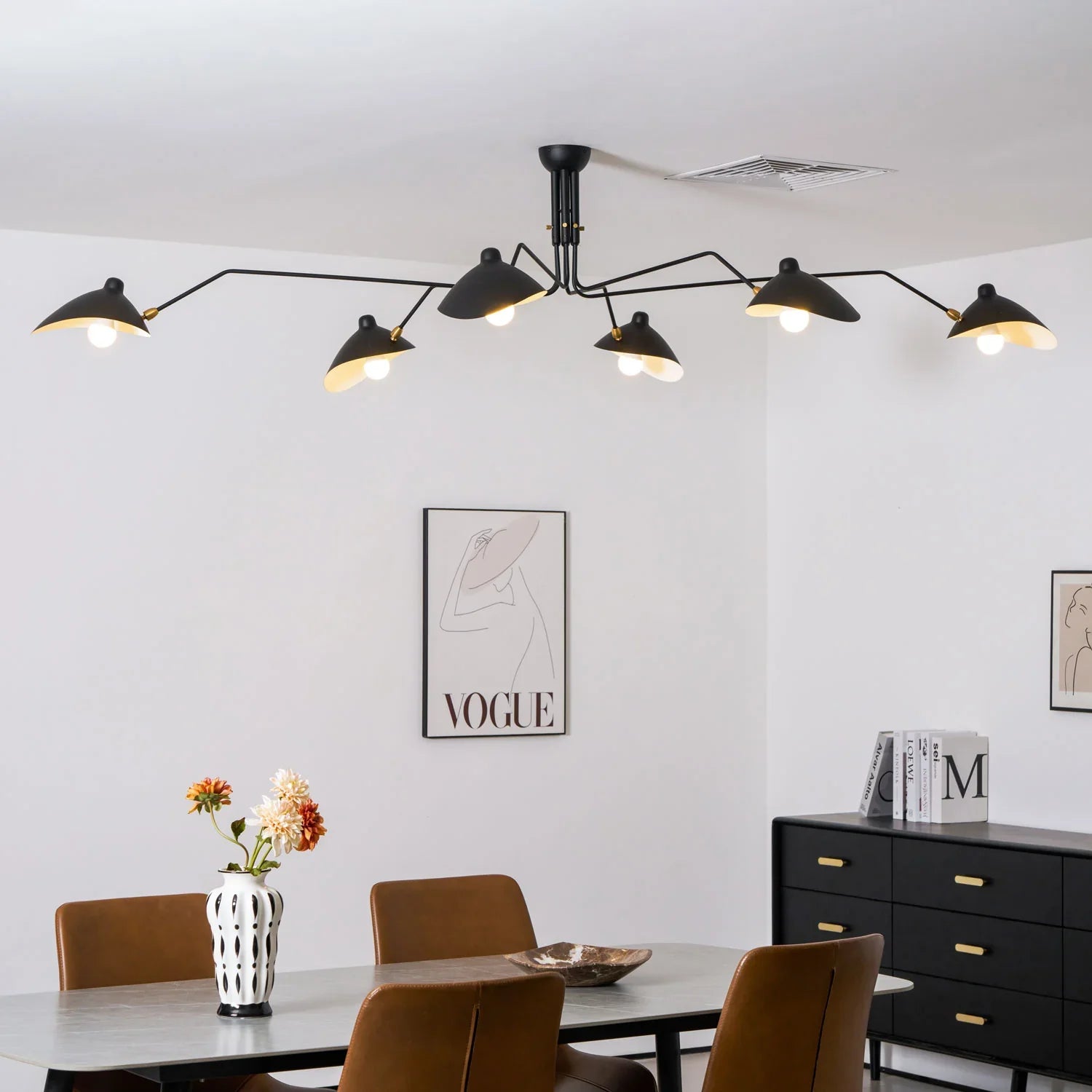 Black Metal Ceiling Light — Sculptural Mid-Century Ambiance