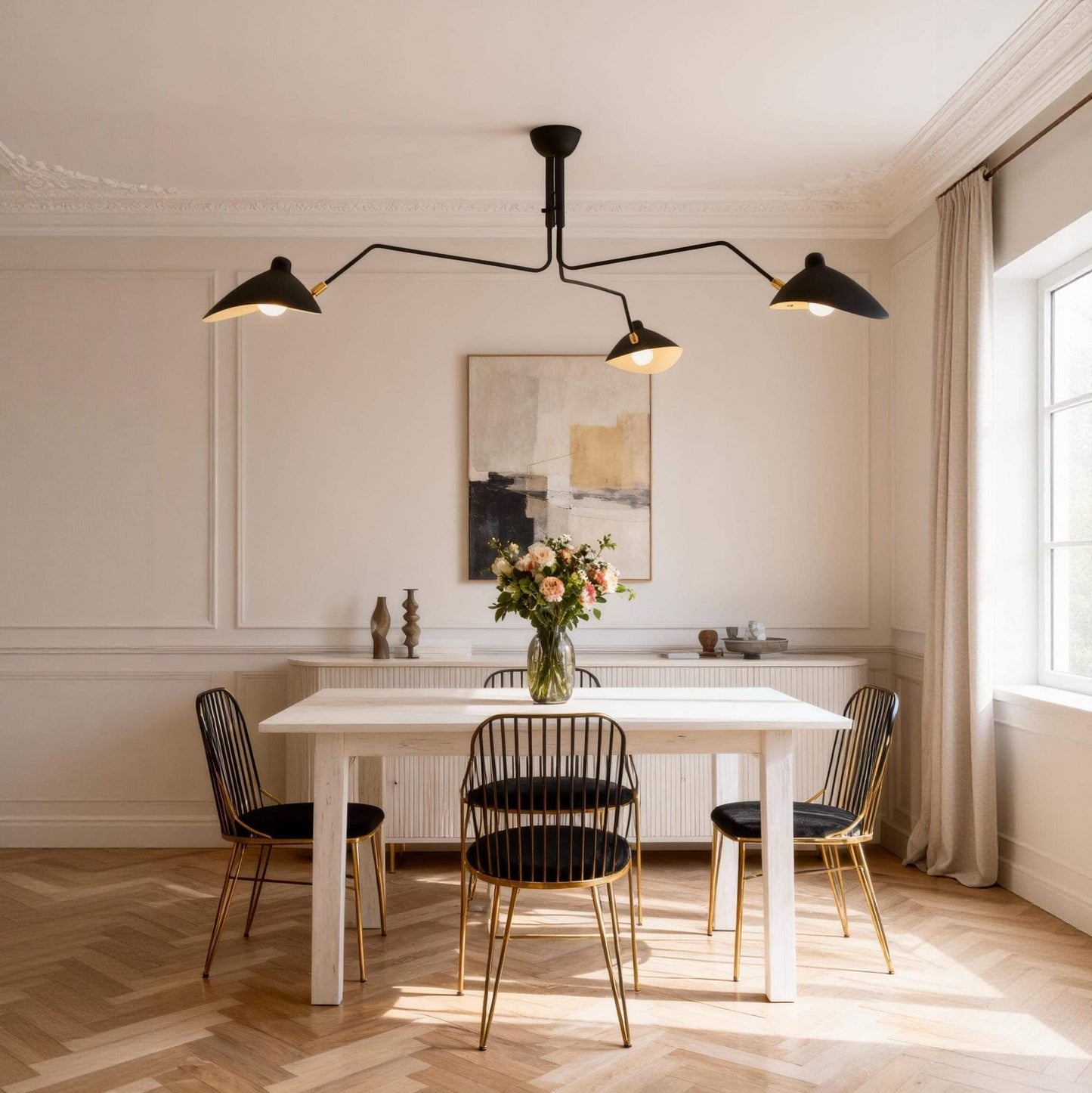 Black Metal Ceiling Light — Sculptural Mid-Century Ambiance