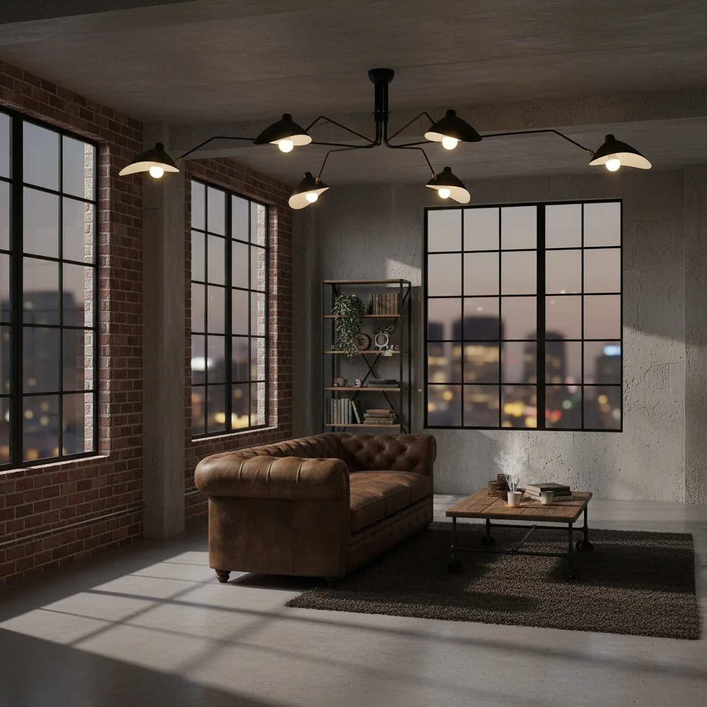 Black Metal Ceiling Light — Sculptural Mid-Century Ambiance