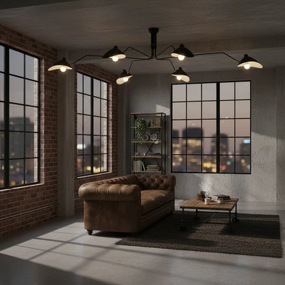 Black Metal Ceiling Light — Sculptural Mid-Century Ambiance
