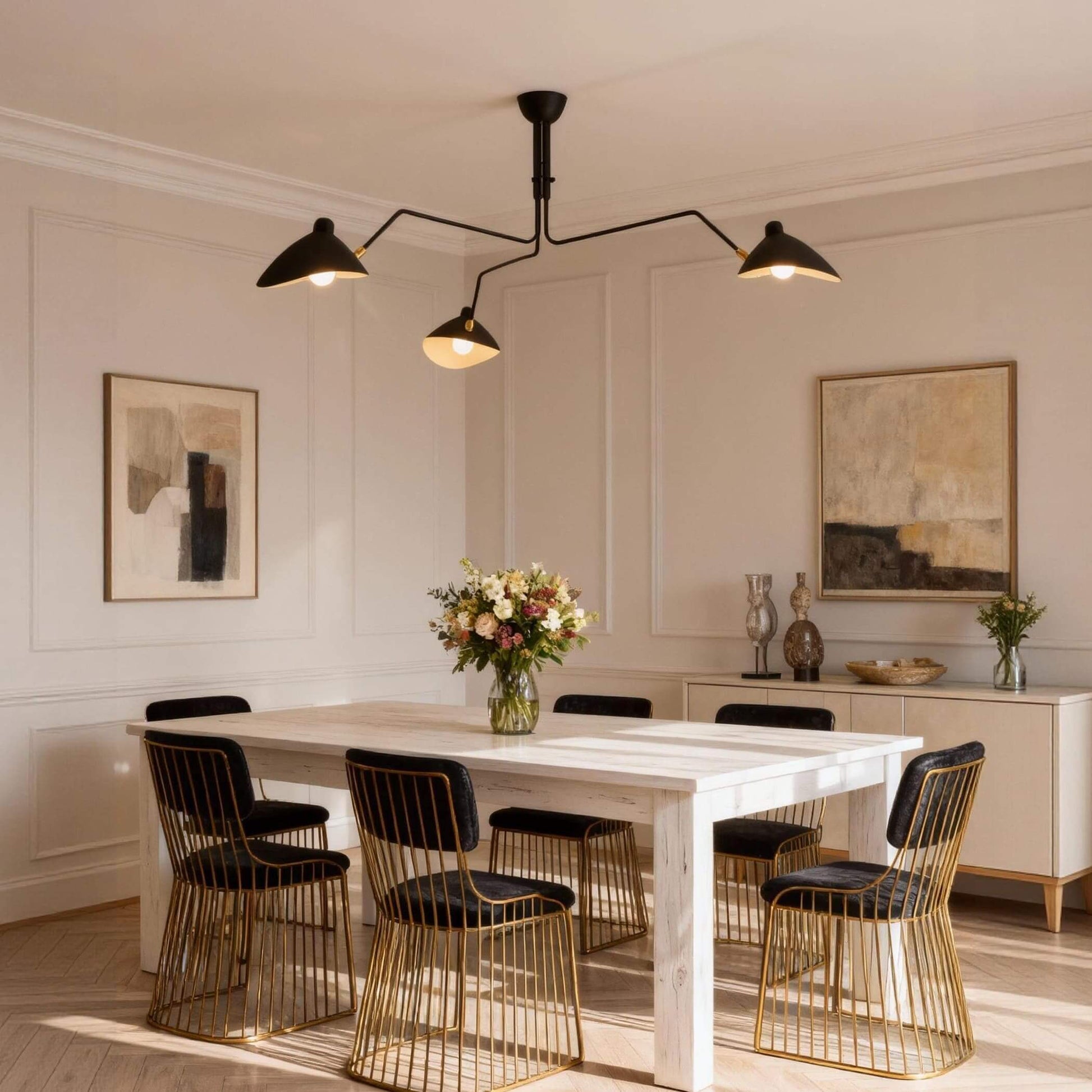 Black Metal Ceiling Light — Sculptural Mid-Century Ambiance