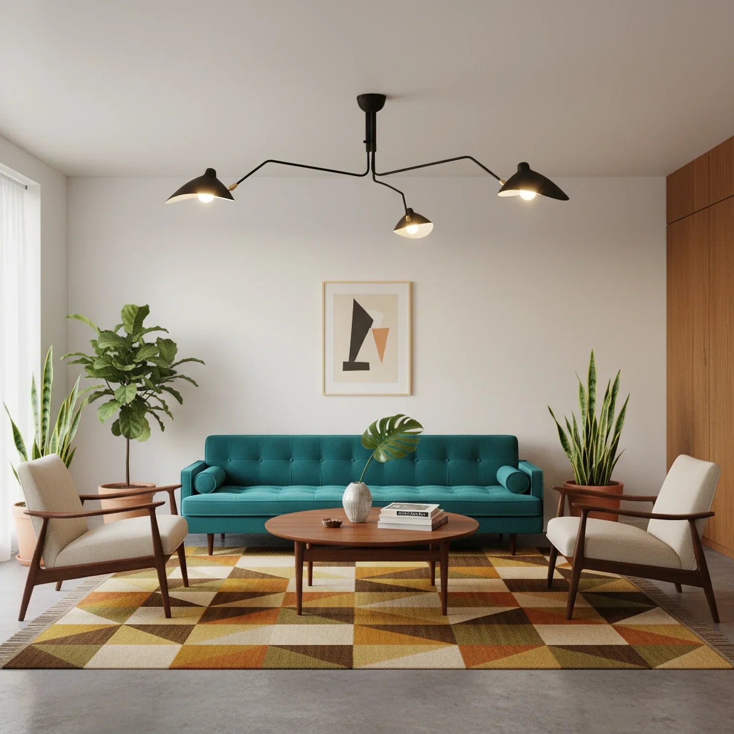 Black Metal Ceiling Light — Sculptural Mid-Century Design - LumoTrot