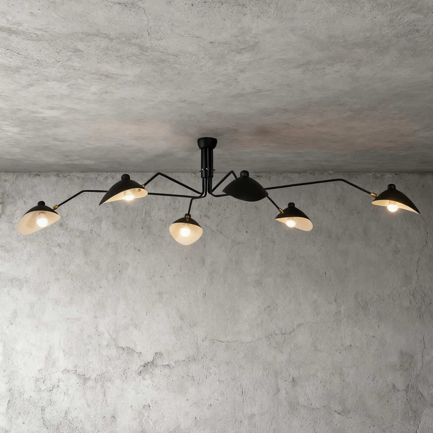 Black Metal Ceiling Light — Sculptural Mid-Century Ambiance
