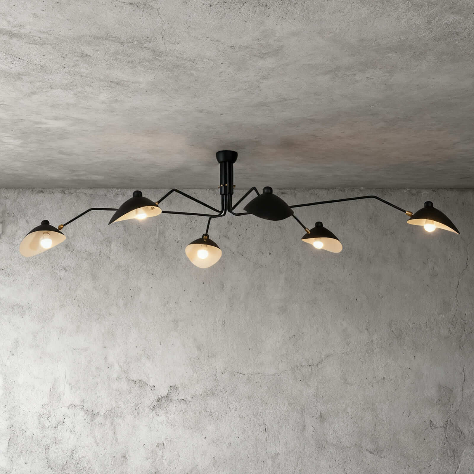 Black Metal Ceiling Light — Sculptural Mid-Century Ambiance