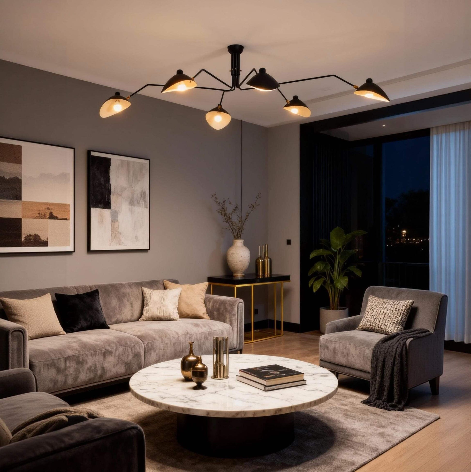 Black Metal Ceiling Light — Sculptural Mid-Century Ambiance