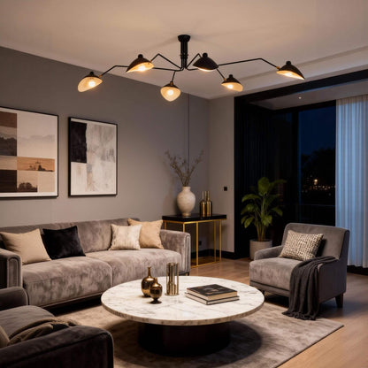 Black Metal Ceiling Light — Sculptural Mid-Century Ambiance
