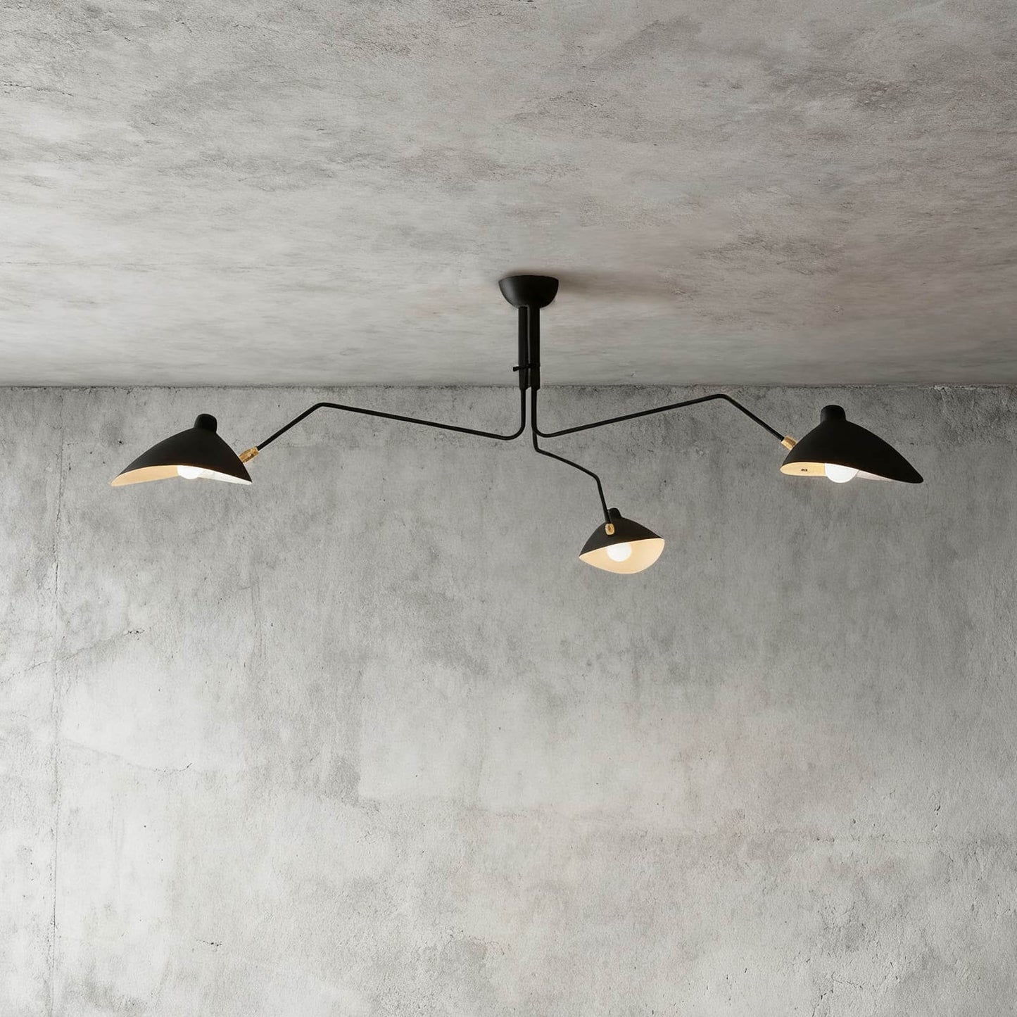 Black Metal Ceiling Light — Sculptural Mid-Century Ambiance