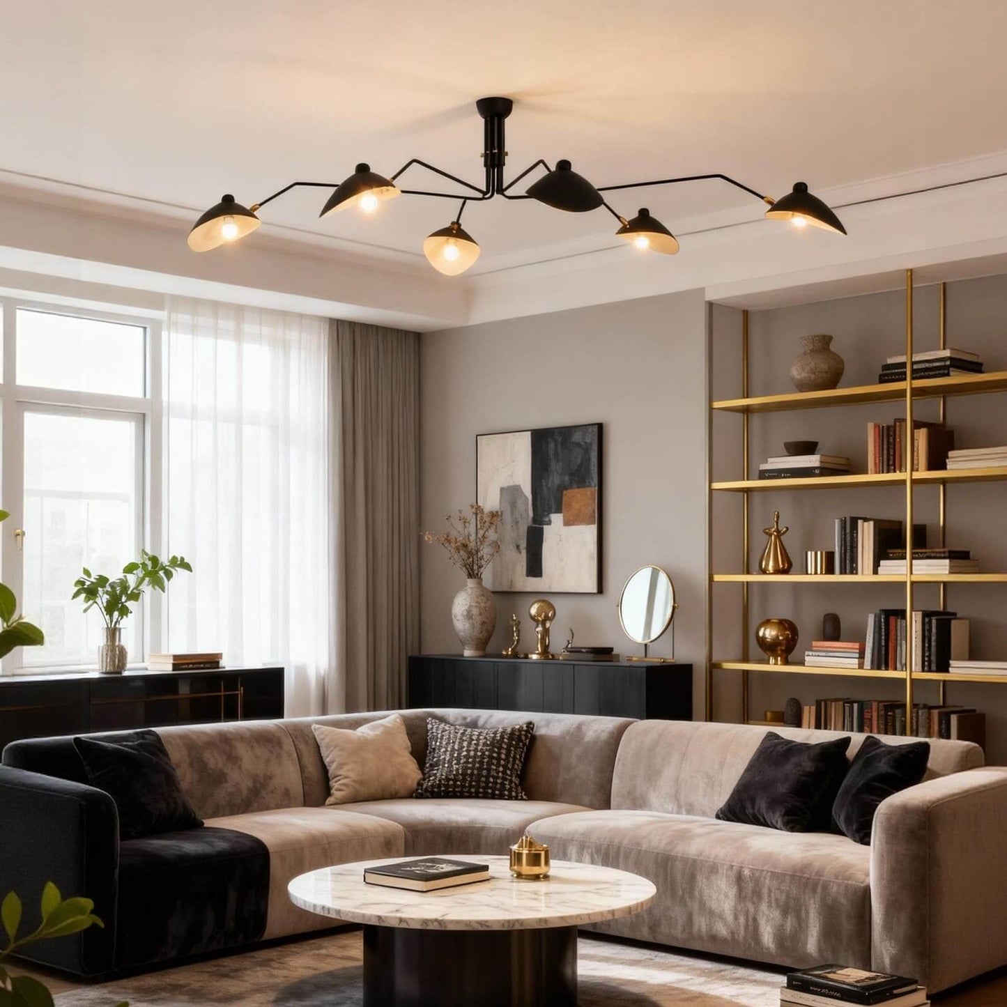 Black Metal Ceiling Light — Sculptural Mid-Century Design - LumoTrot
