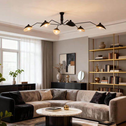 Black Metal Ceiling Light — Sculptural Mid-Century Design - LumoTrot