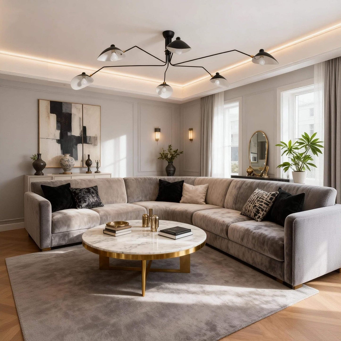 Black Metal Ceiling Light — Sculptural Mid-Century Ambiance