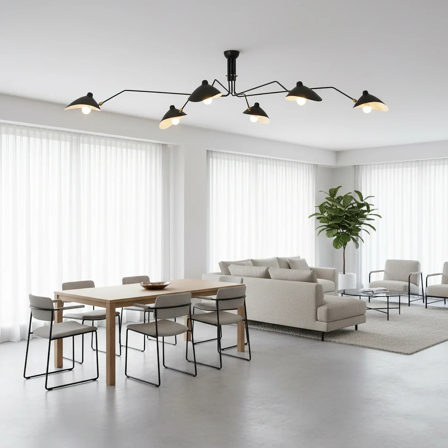 Black Metal Ceiling Light — Sculptural Mid-Century Design - LumoTrot