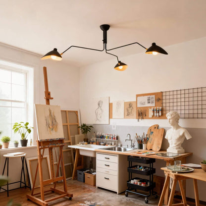 Black Metal Ceiling Light — Sculptural Mid-Century Design - LumoTrot