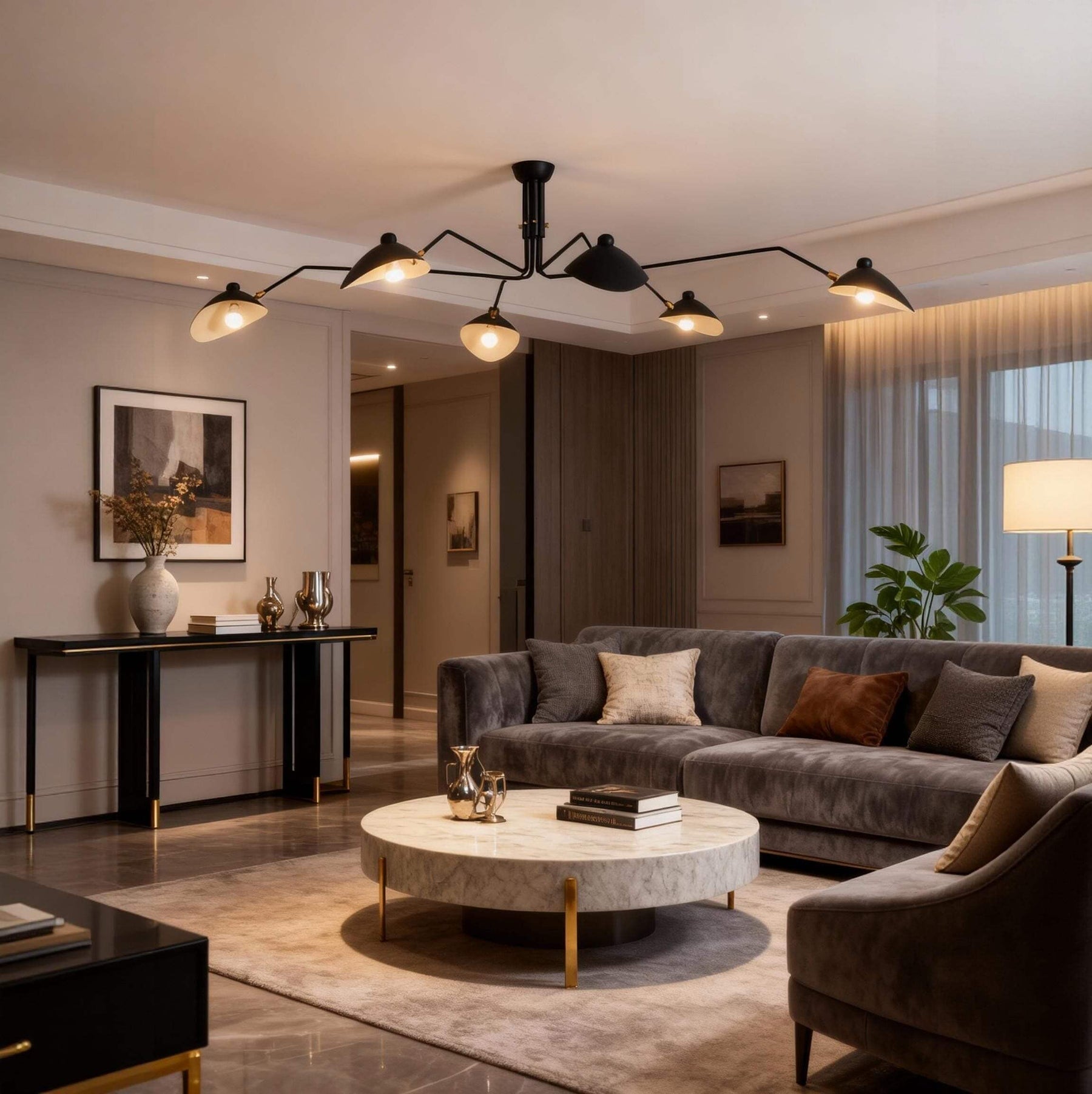 Black Metal Ceiling Light — Sculptural Mid-Century Ambiance