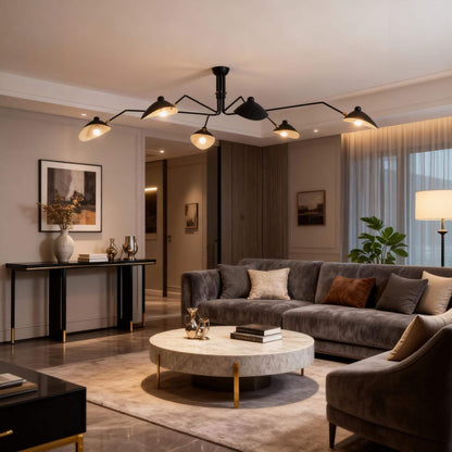 Black Metal Ceiling Light — Sculptural Mid-Century Ambiance