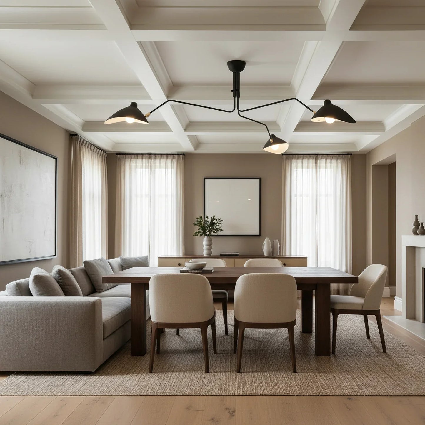 Black Metal Ceiling Light — Sculptural Mid-Century Ambiance