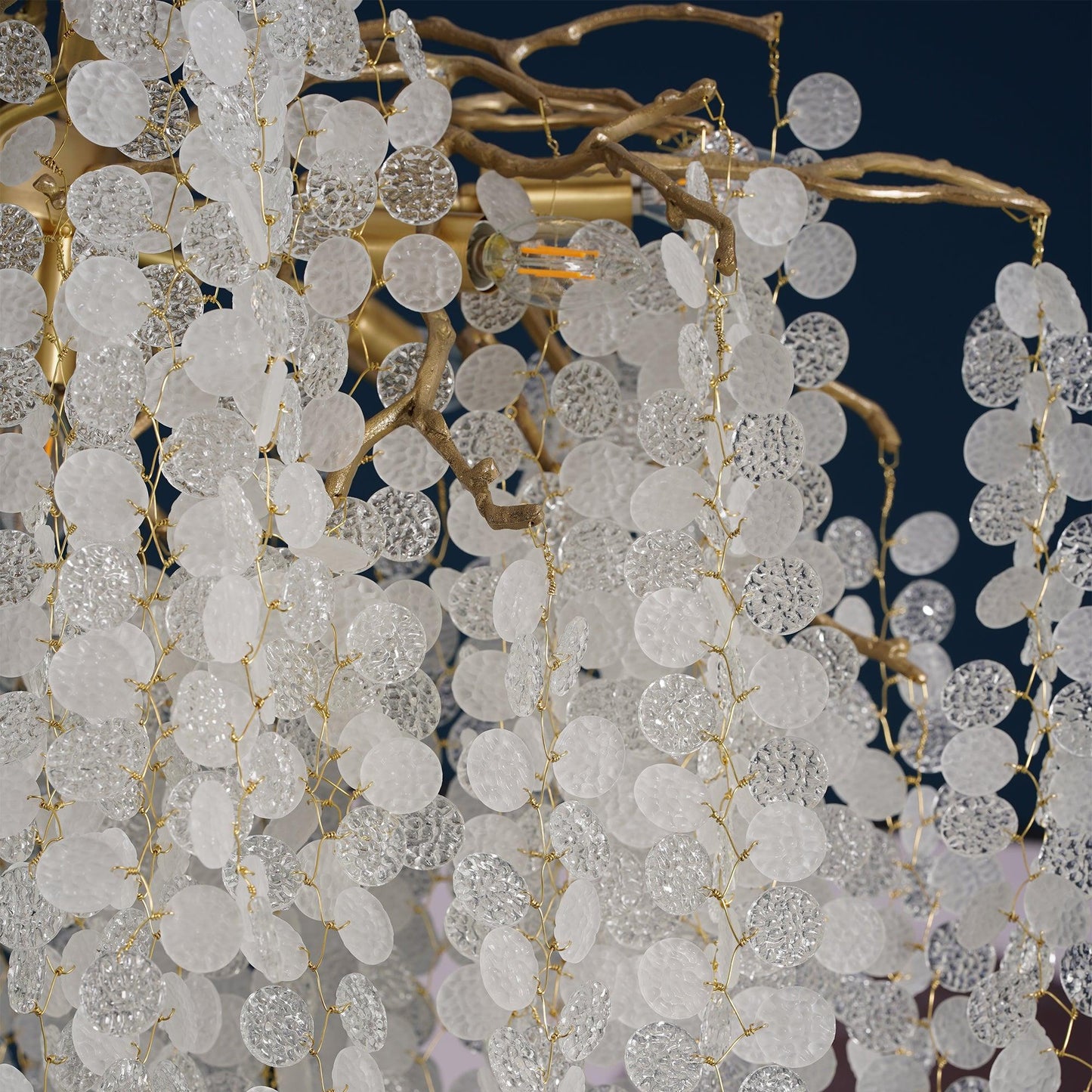 Brass Crystal Chandelier — Ethereal Forest Glow