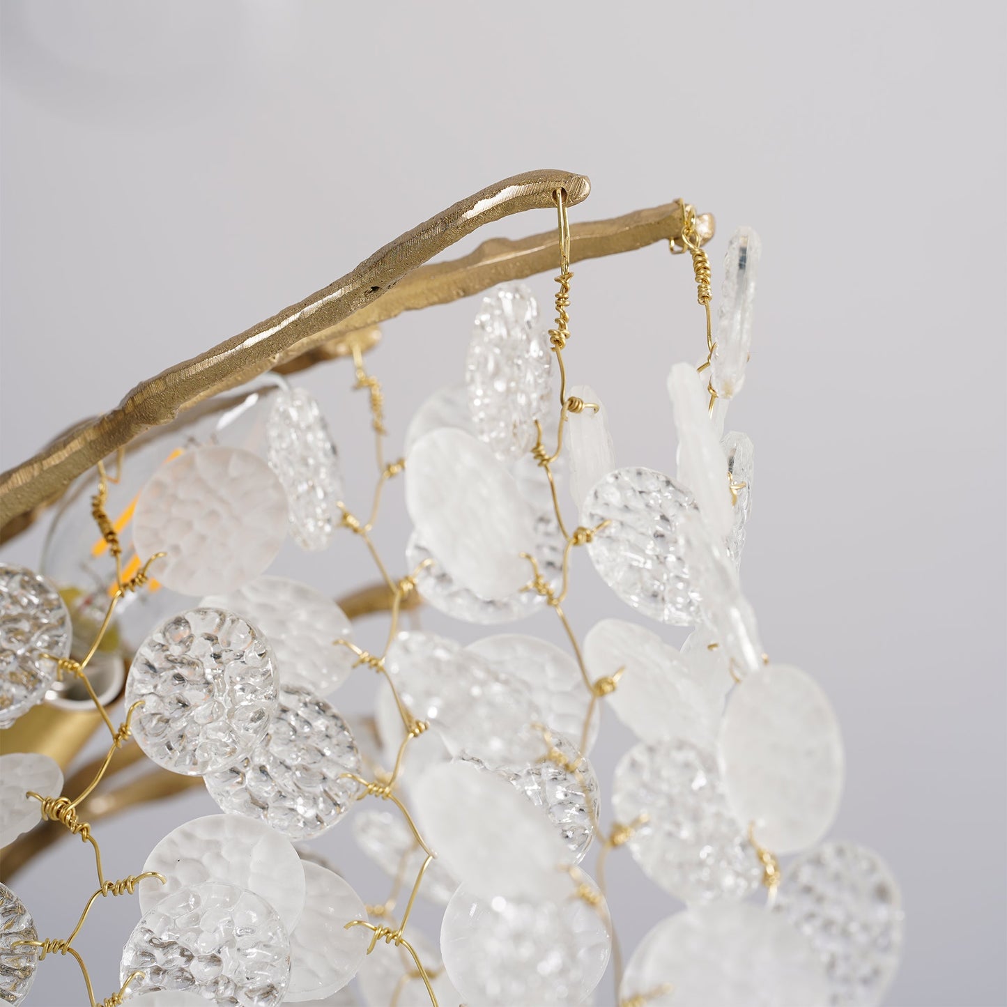 Brass Crystal Chandelier — Ethereal Forest Glow