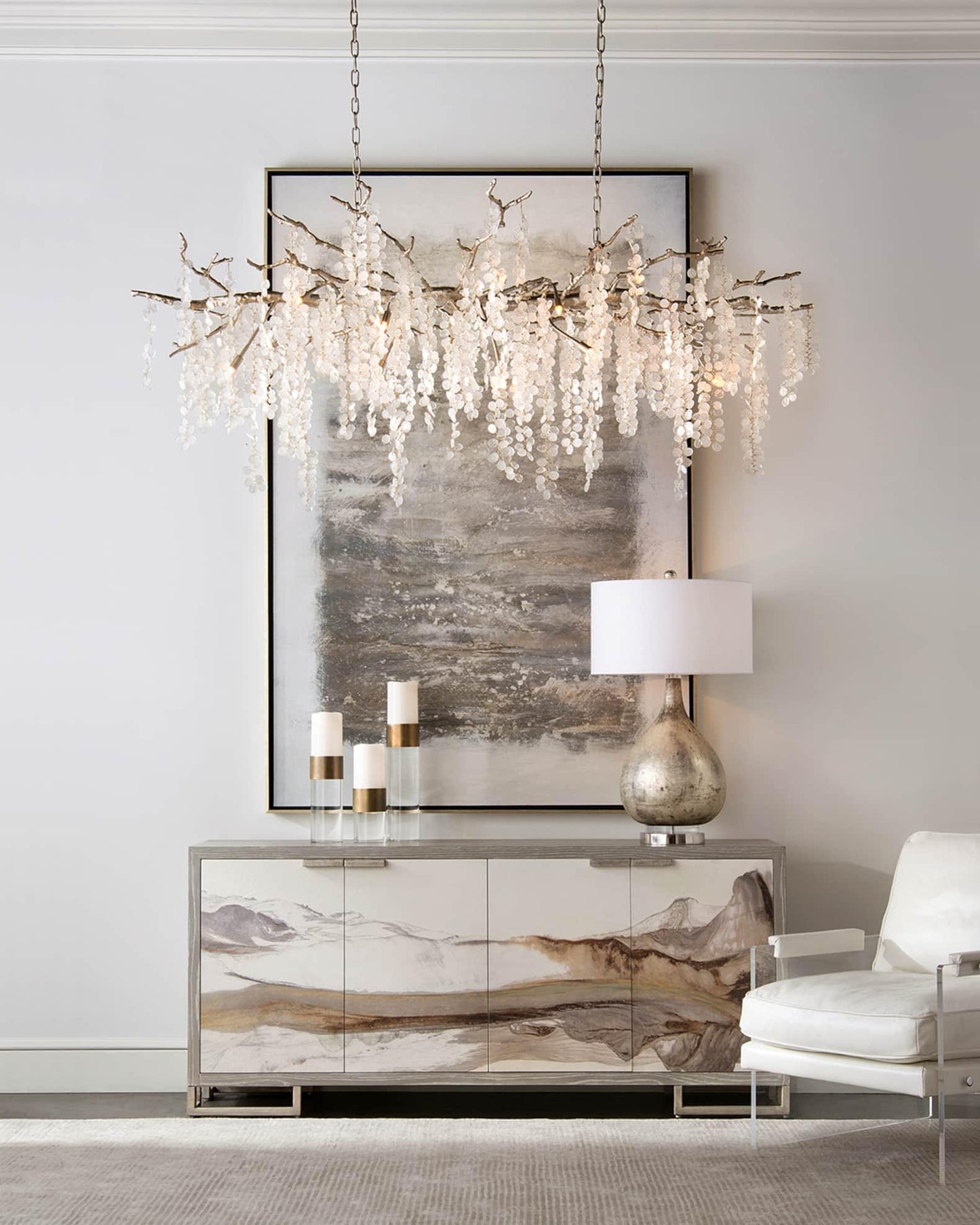 Brass Crystal Chandelier — Ethereal Forest Glow