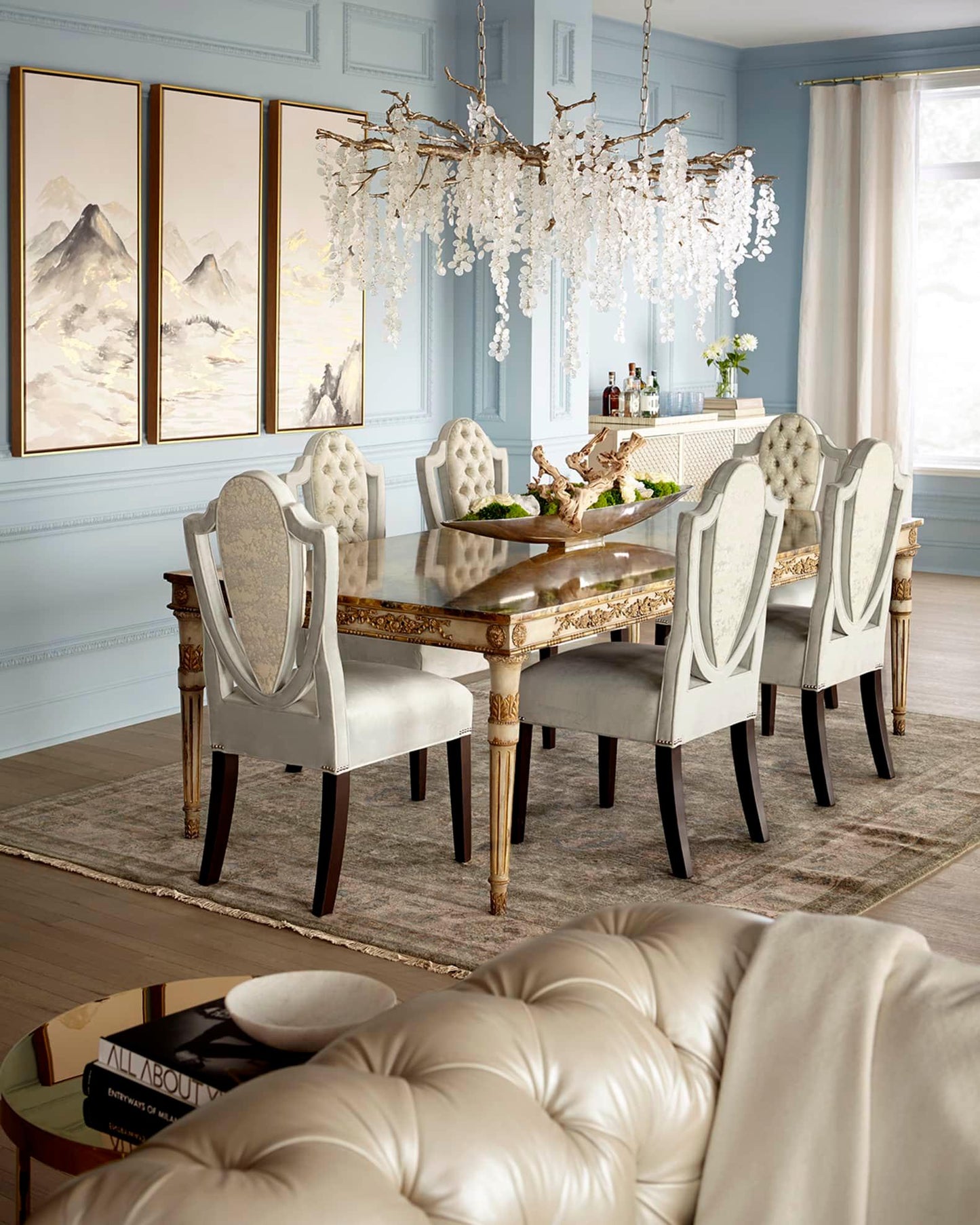 Brass Crystal Chandelier — Ethereal Forest Glow