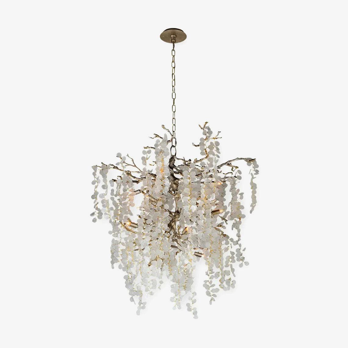 Brass Crystal Chandelier — Ethereal Forest Glow